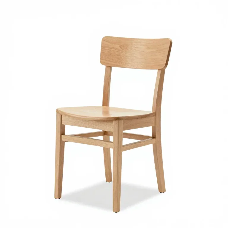 a bentwood cafe chair in beech wood, three-quarter view, single item fully visible and centre...