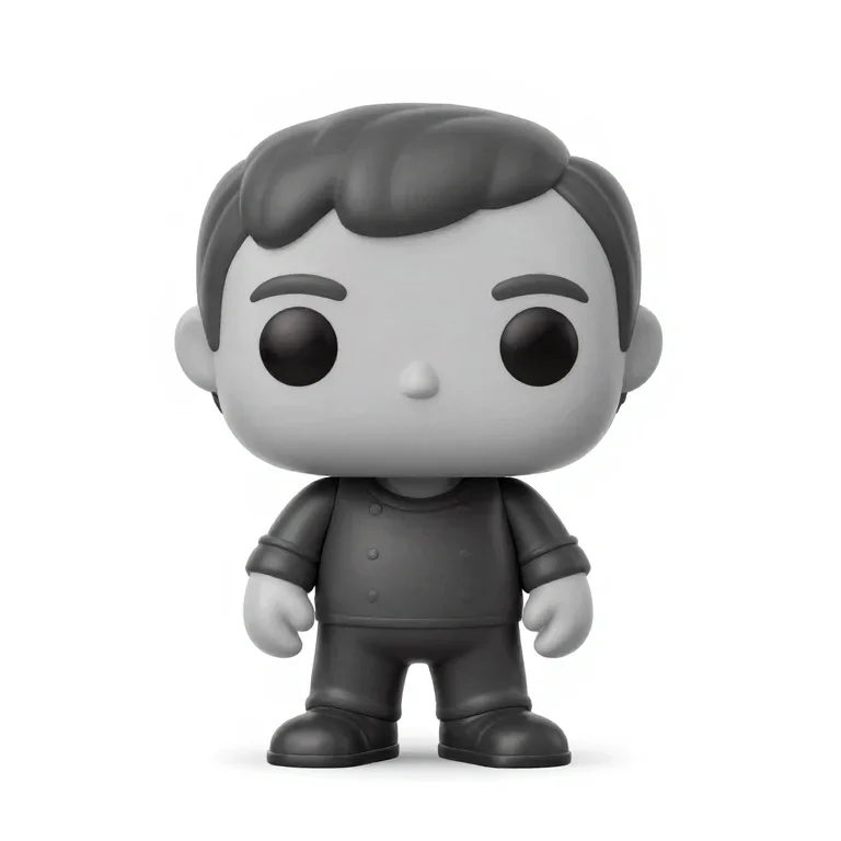 a blind box vinyl figure with a matte finish, front view, single item fully visible and centr...