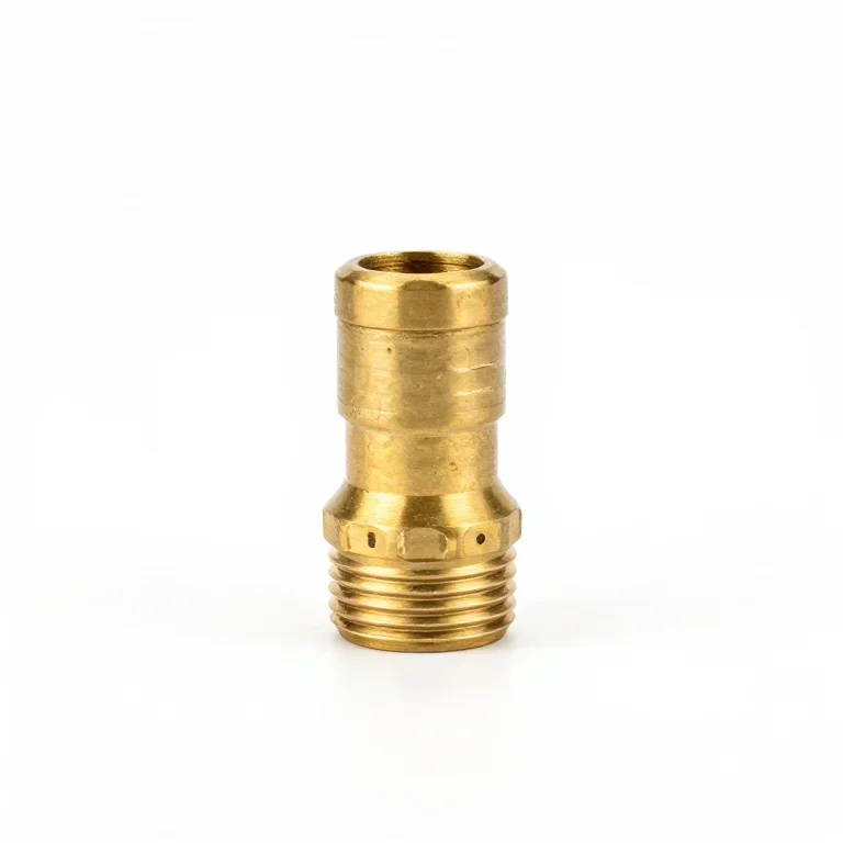 a brass hose spray nozzle, front view, single item fully visible and centred, isolated on a p...