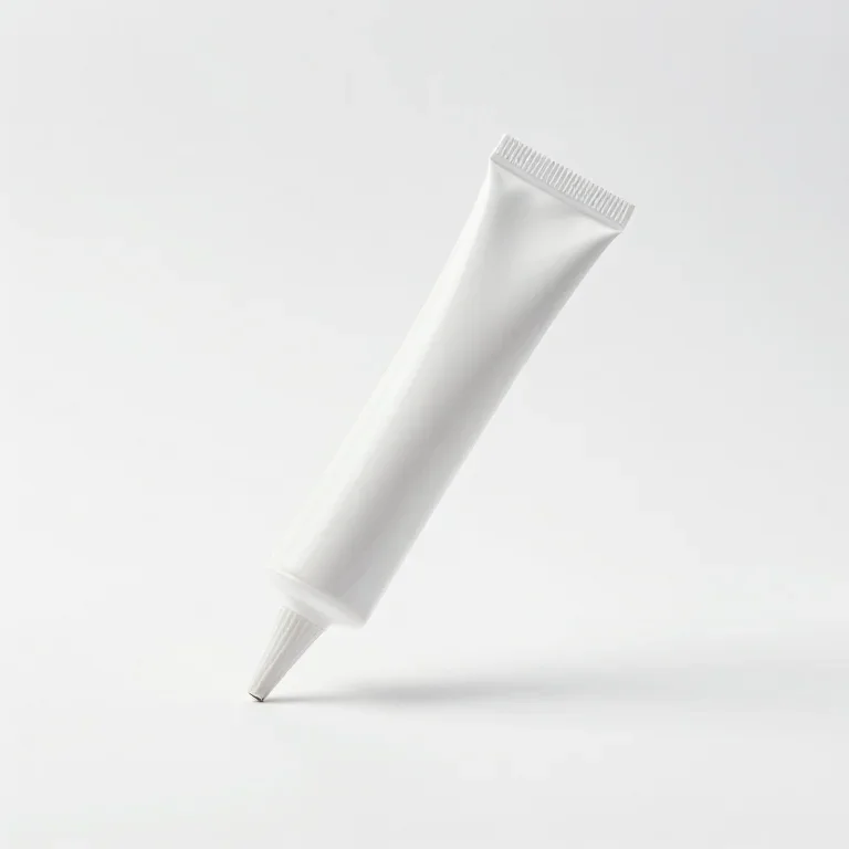 a caulking gun holding a white tube, side view, single item fully visible and centred, isolat...