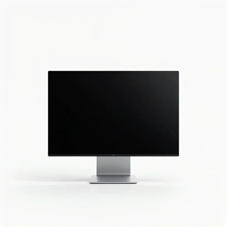 a computer monitor on a slim stand, front view, single item fully visible and centred, isolat...