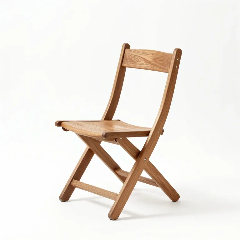 a folding wooden garden chair, side view, single item fully visible and centred, isolated on...