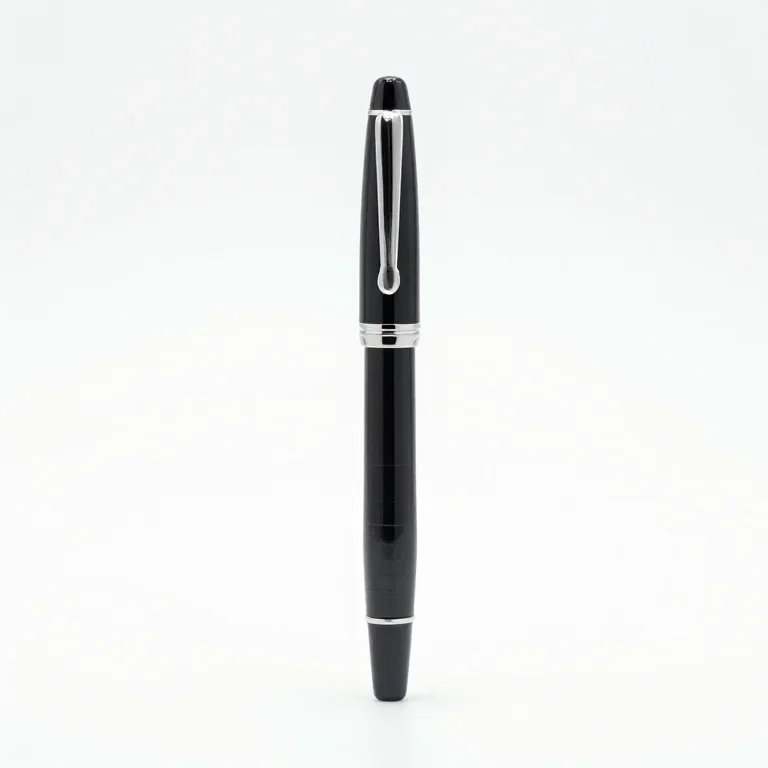 a fountain pen with a lacquered barrel, three-quarter view, single item fully visible and cen...