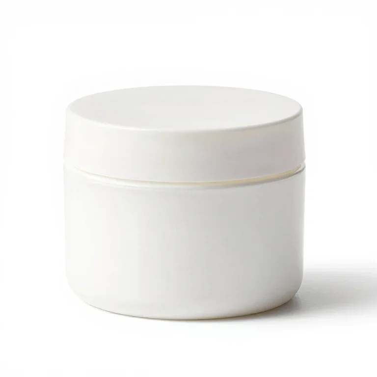 a jar of cotton pads with a lid, front view, single item fully visible and centred, isolated...