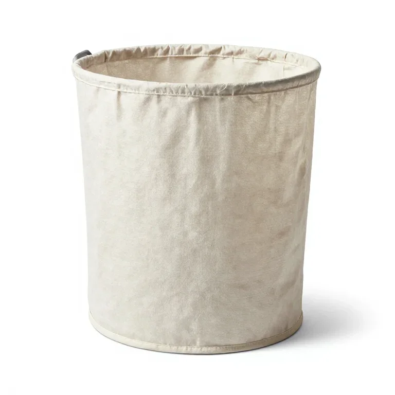 a laundry hamper with a canvas liner, front view, single item fully visible and centred, isol...