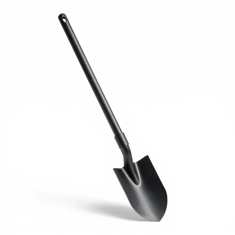 a long handled garden spade, side view, single item fully visible and centred, isolated on a...