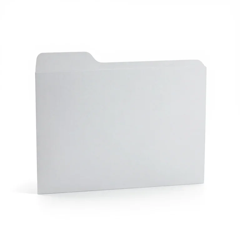 a manila document folder, three-quarter view, single item fully visible and centred, isolated...