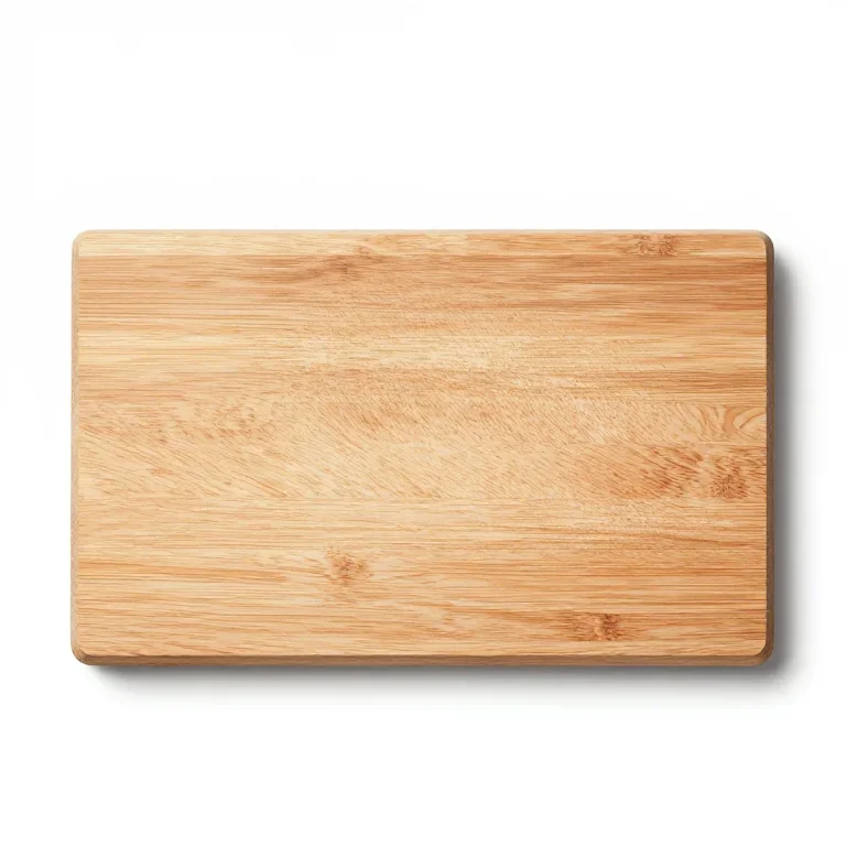 a rectangular hardwood cutting board, three-quarter view, single item fully visible and centr...