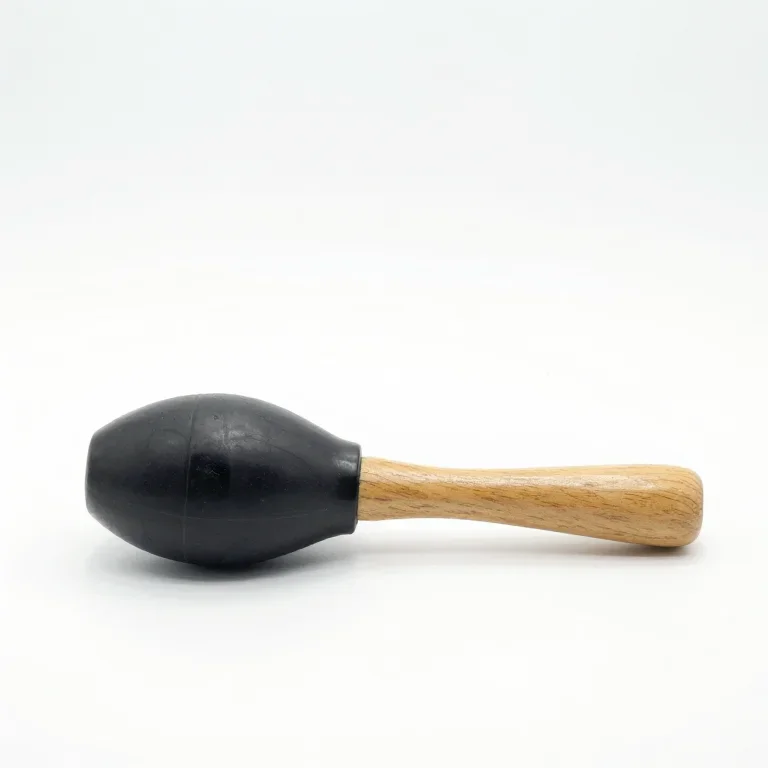 a rubber plunger with a wooden handle, side view, single item fully visible and centred, isol...