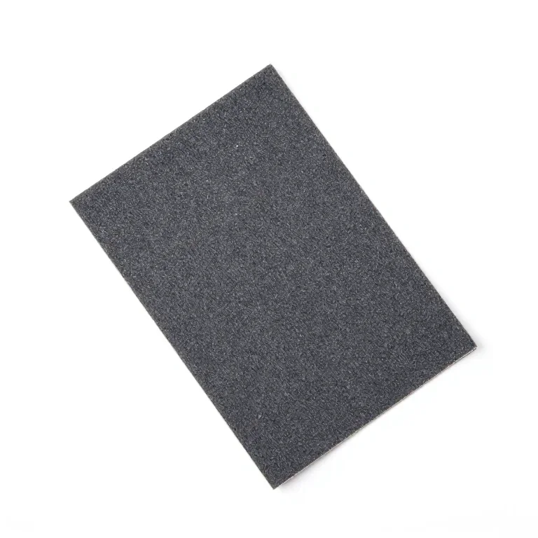 a sheet of fine sandpaper, top-down view, single item fully visible and centred, isolated on...