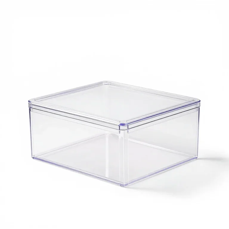 a shoe storage box with a clear lid, three-quarter view, single item fully visible and centre...