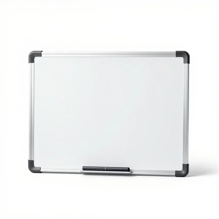 a small whiteboard with a marker tray, front view, single item fully visible and centred, iso...