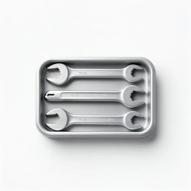 a socket wrench set in a blow moulded case, top-down view, single item fully visible and cent...