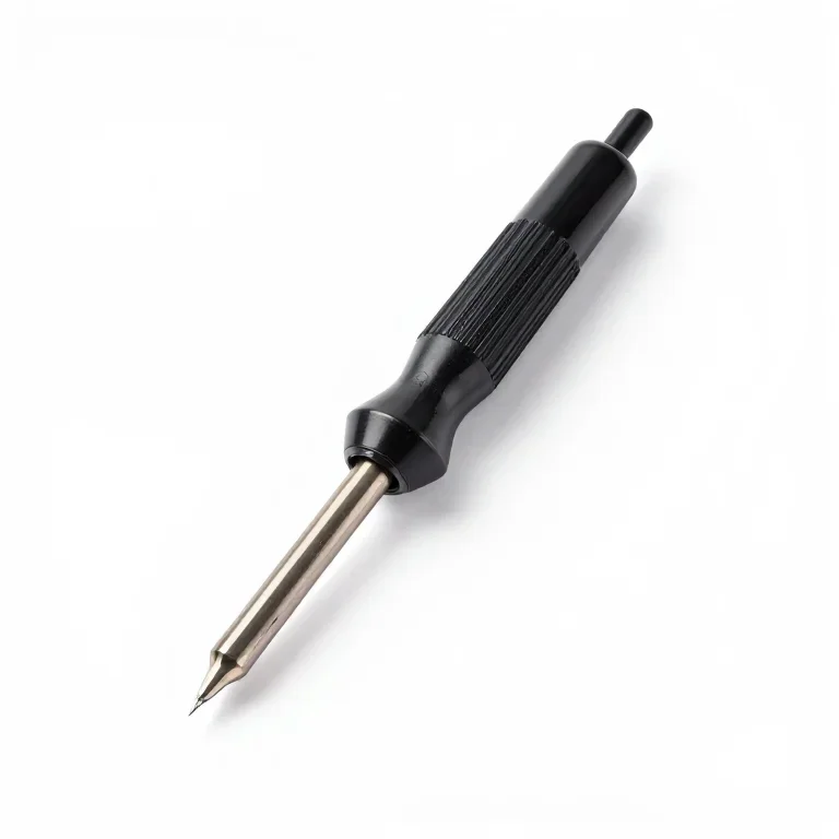 a soldering iron resting in a coiled stand, side view, single item fully visible and centred,...