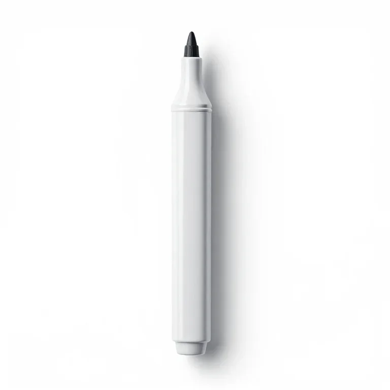 a tray of felt-tip markers, top-down view, single item fully visible and centred, isolated on...