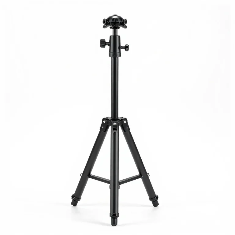 a tripod with a ball head, front view, single item fully visible and centred, isolated on a p...