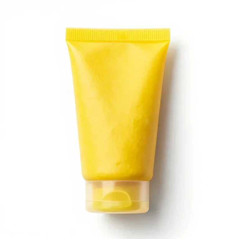 a tub of bright play dough in yellow, top-down view, single item fully visible and centred, i...