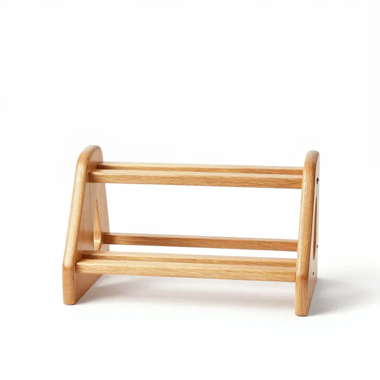 a two-tier wooden shoe rack, front view, single item fully visible and centred, isolated on a...