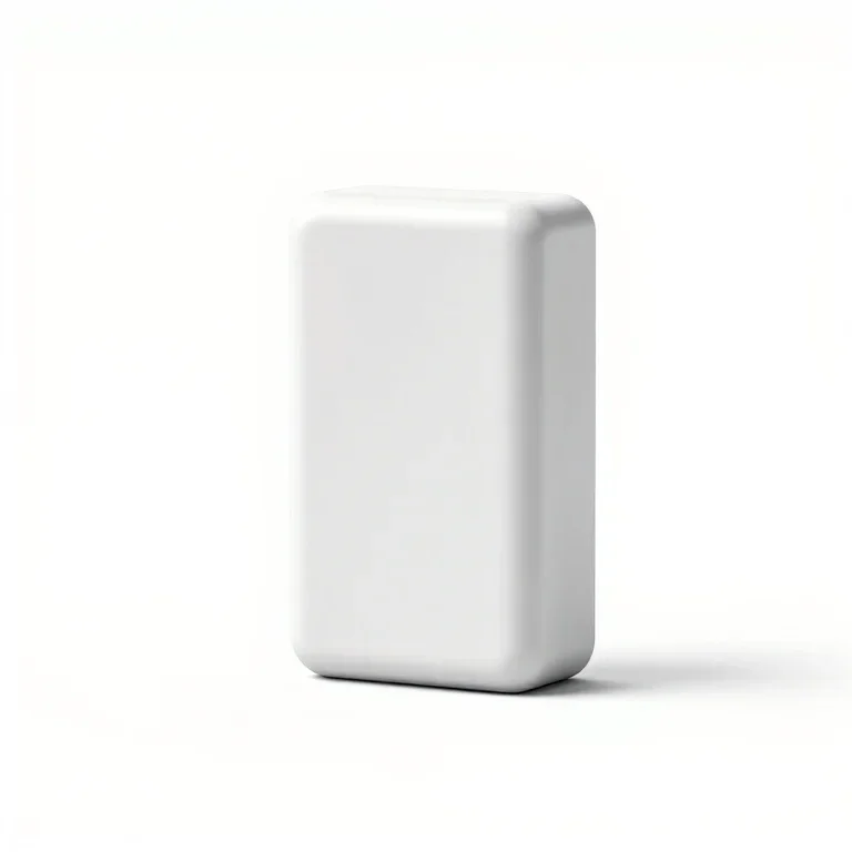 a white eraser block, front view, single item fully visible and centred, isolated on a pure w...