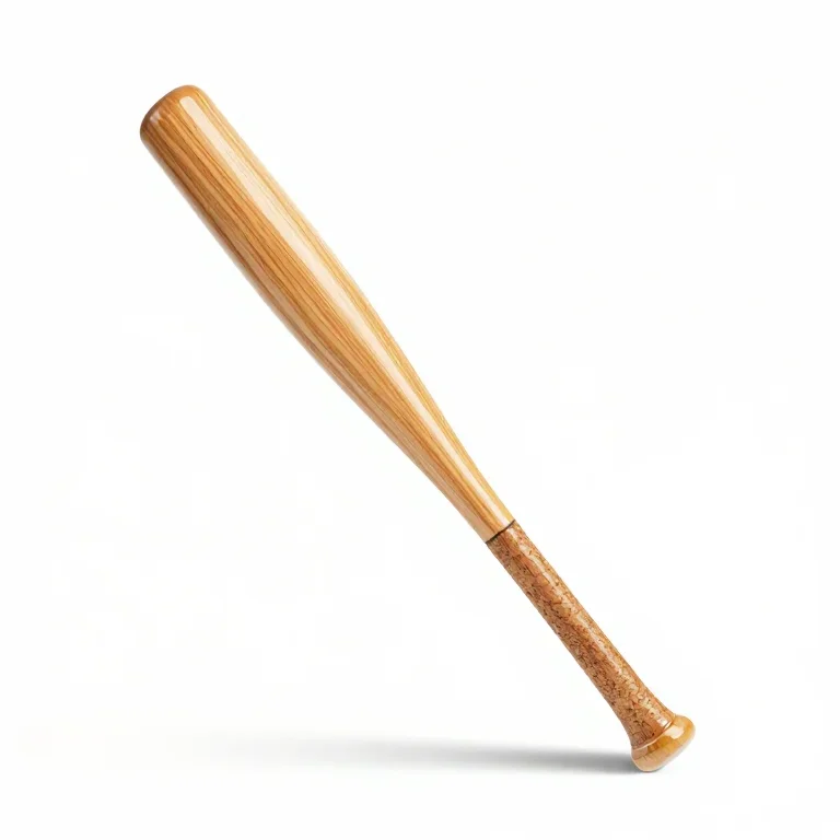 a wooden baseball bat with a cork handle, side view, single item fully visible and centred, i...