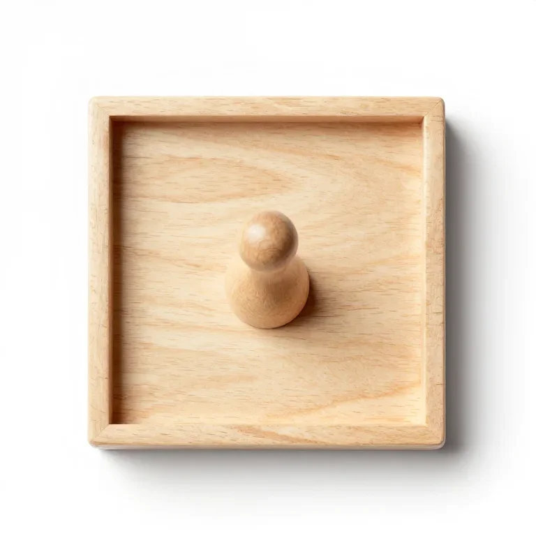 a wooden peg solitaire board, top-down view, single item fully visible and centred, isolated...