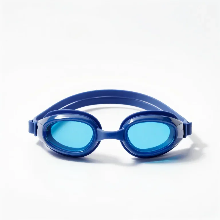 swimming goggles with a silicone strap, front view, single item fully visible and centred, is...