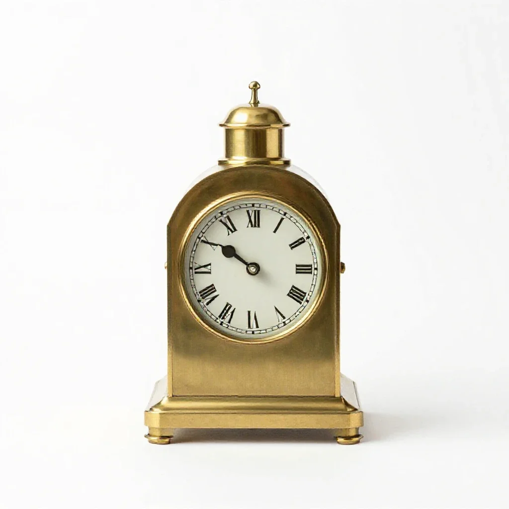 Brass carriage clock isolated on a white background
