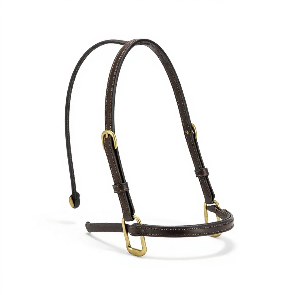 Bridle with brass fittings isolated on a white background