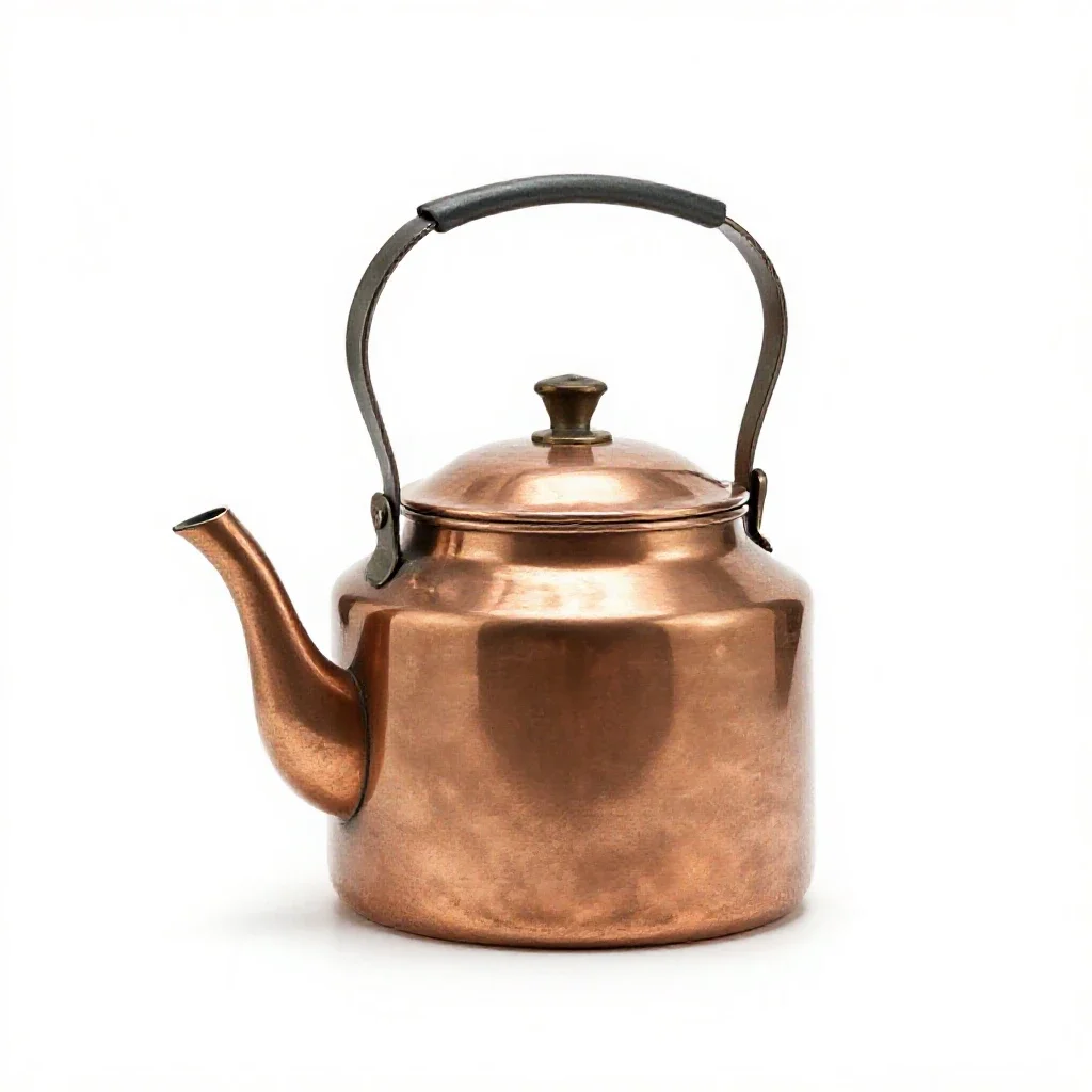 Copper kettle with patina isolated on a white background