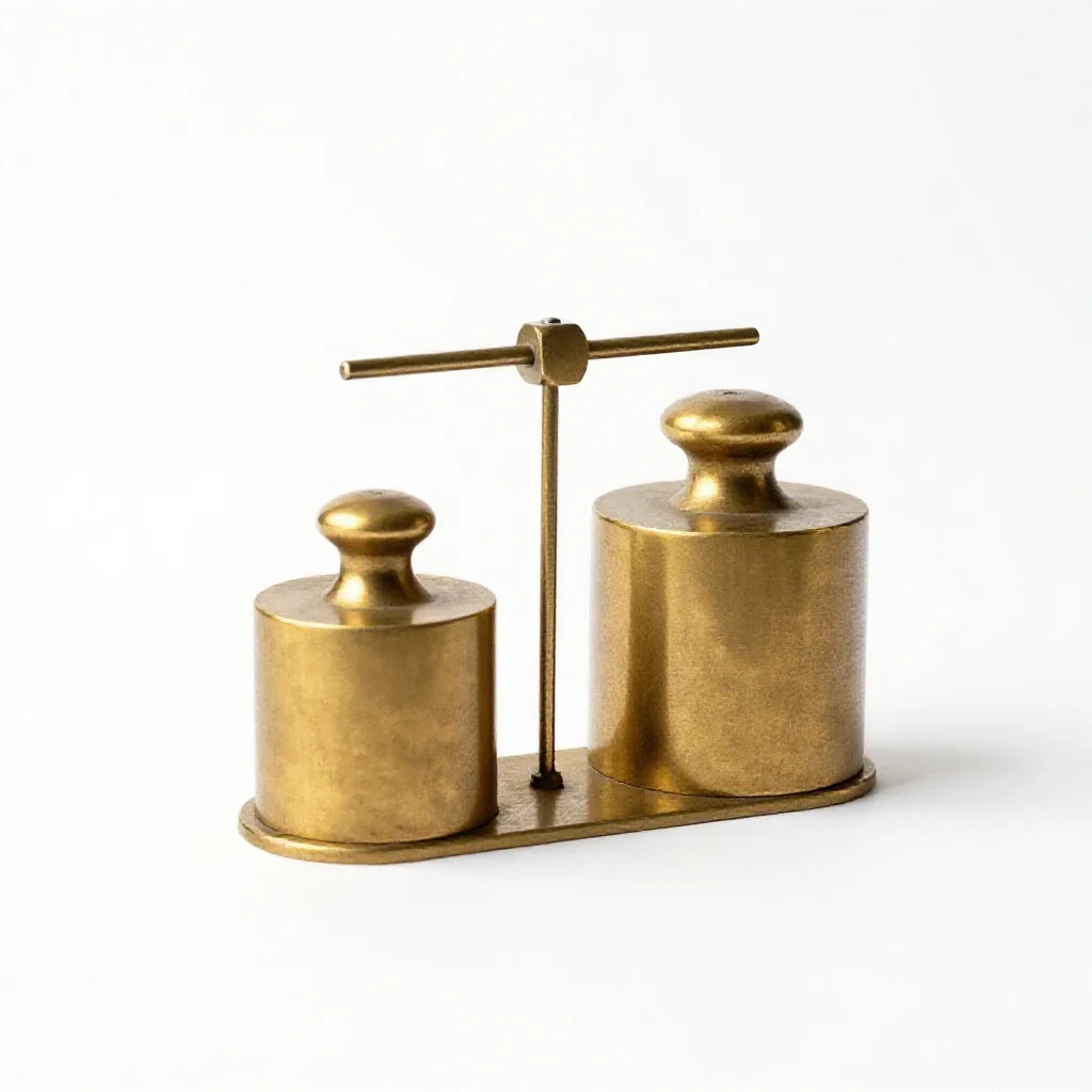 Scale with brass weights isolated on a white background