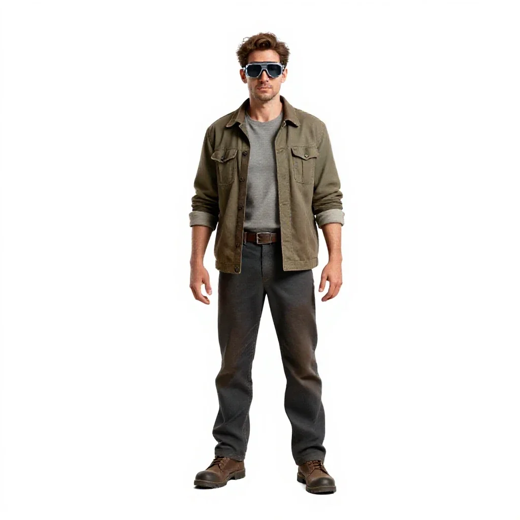 Clockwork tinkerer with goggles isolated on a white background