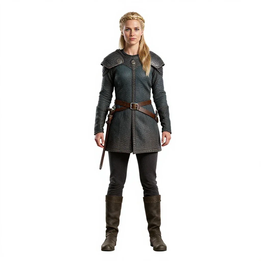 Shieldmaiden with a braided crown isolated on a white background