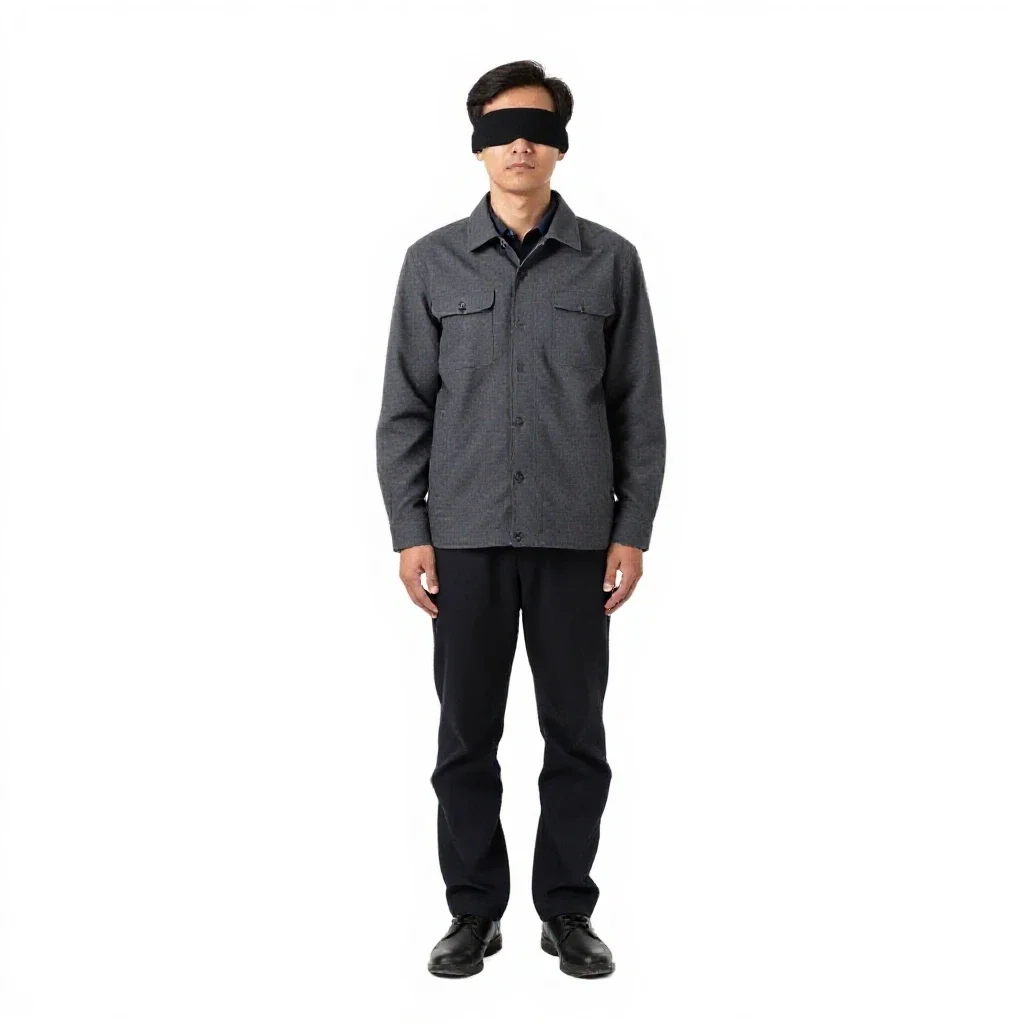 Oracle with blindfolded eyes isolated on a white background