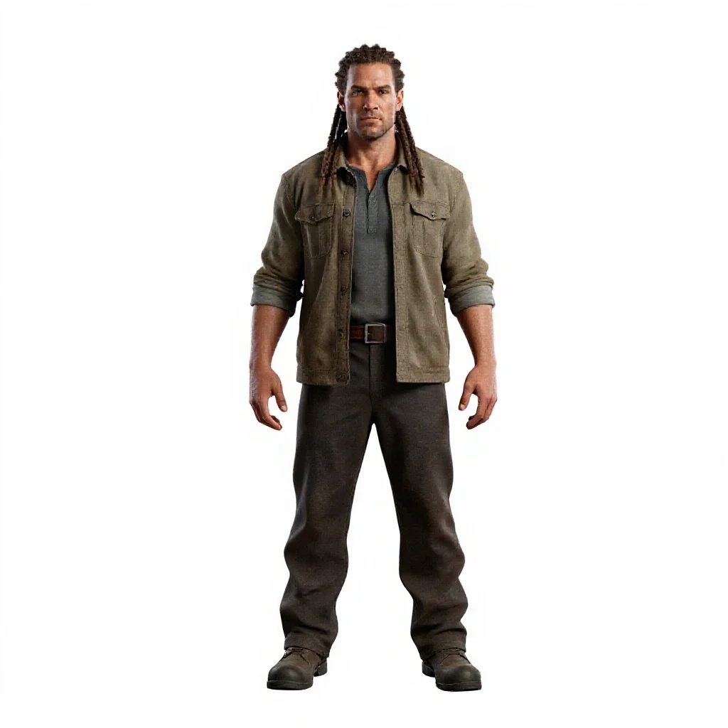 Orc chieftain with braided hair isolated on a white background