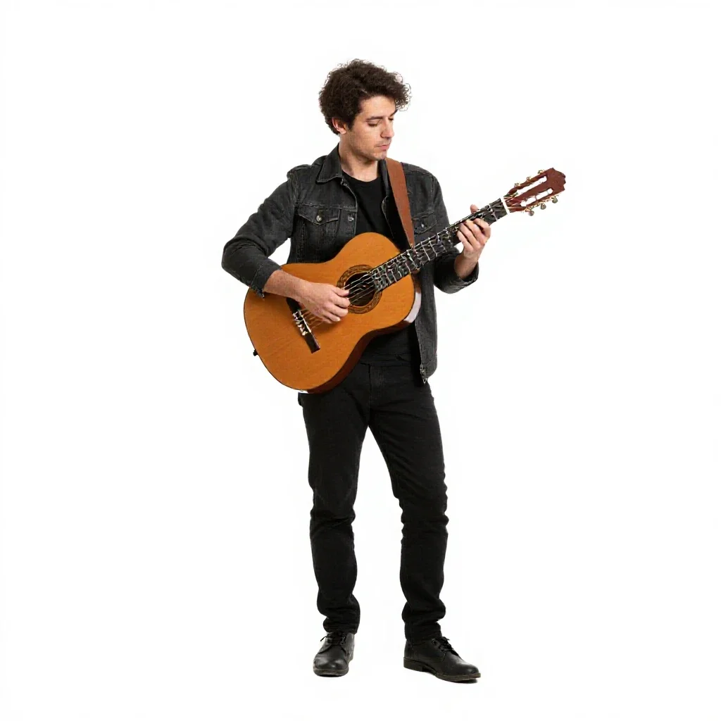 Flamenco guitarist isolated on a white background