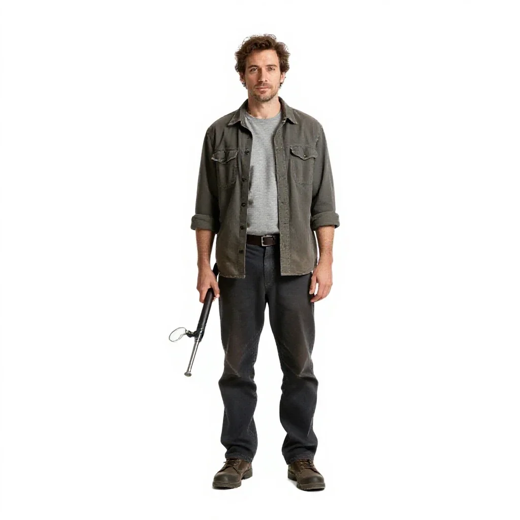 Glassblower with a blowpipe isolated on a white background