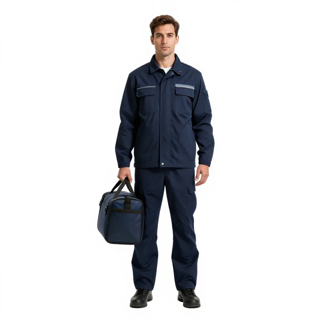 Paramedic with a response bag isolated on a white background
