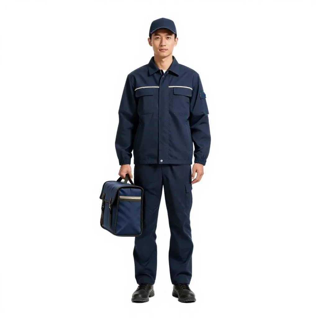 Postal courier with a satchel isolated on a white background