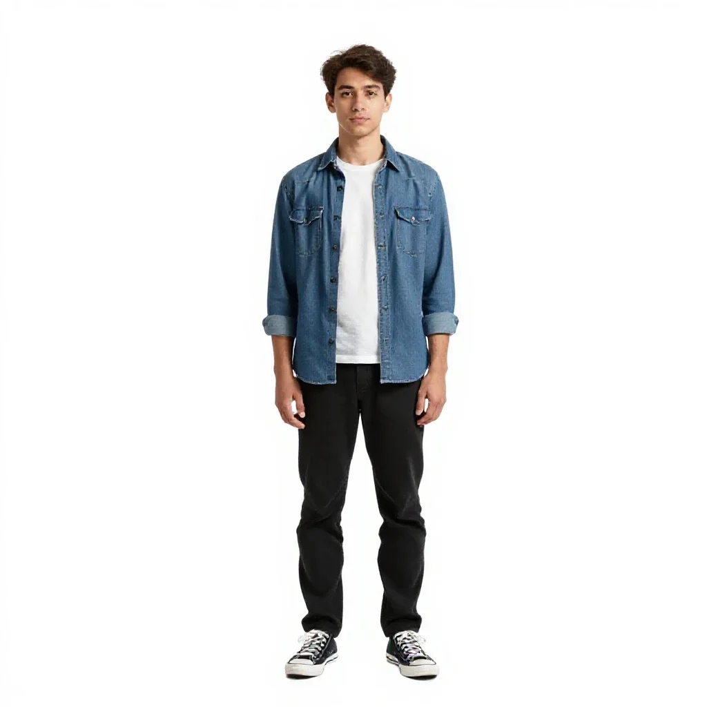 Robotics student with a prototype isolated on a white background