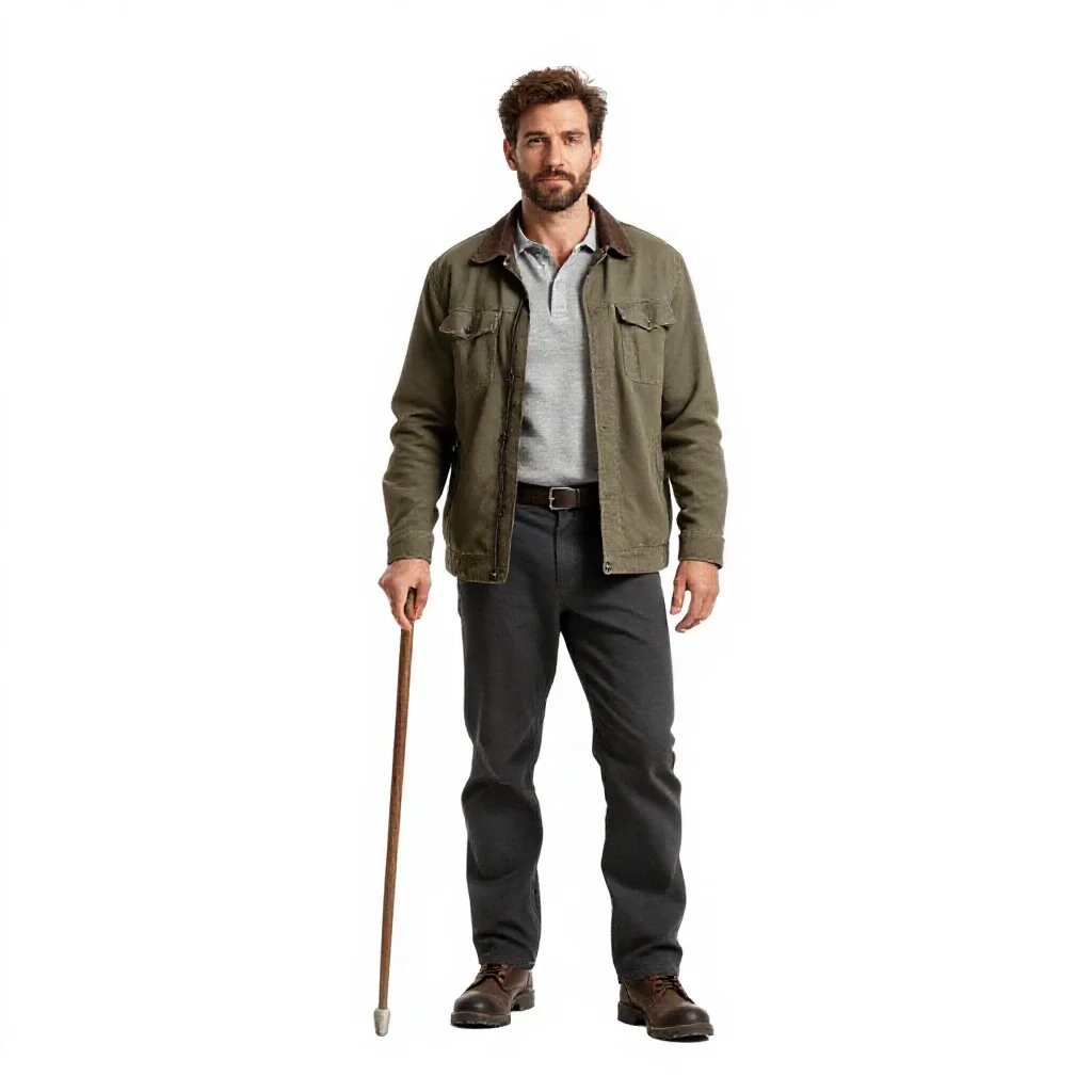 Shepherd with a crook isolated on a white background