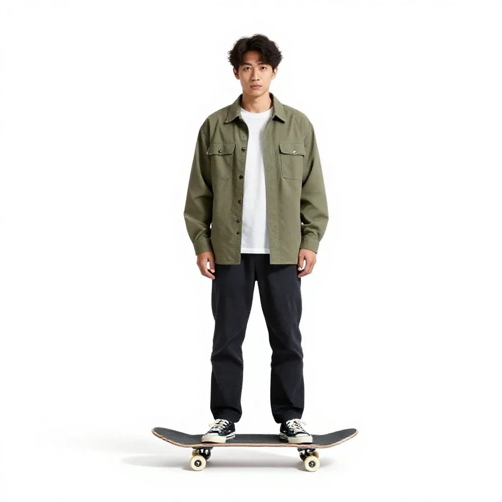 Skateboarder with a board underarm isolated on a white background