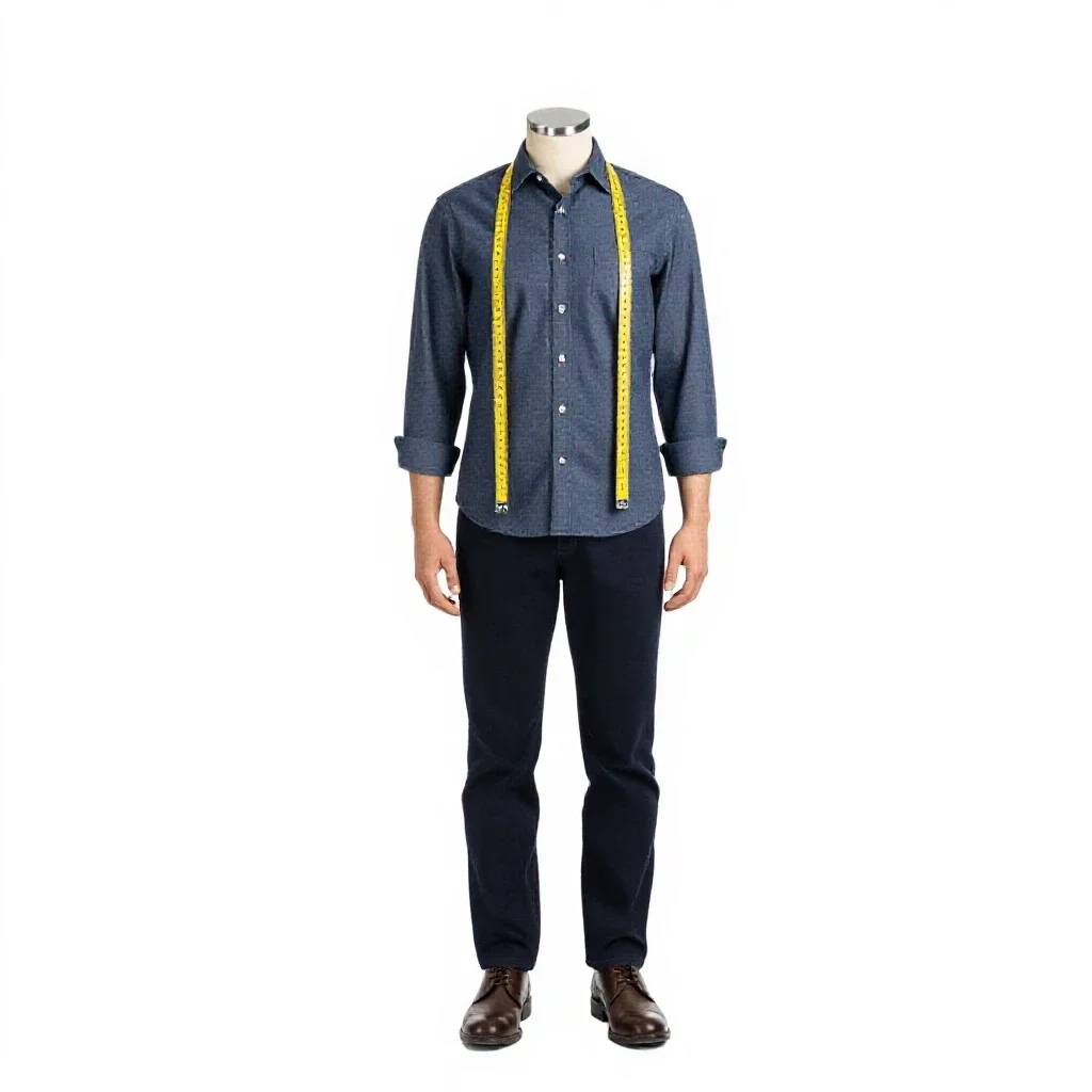 Tailor with a tape measure isolated on a white background