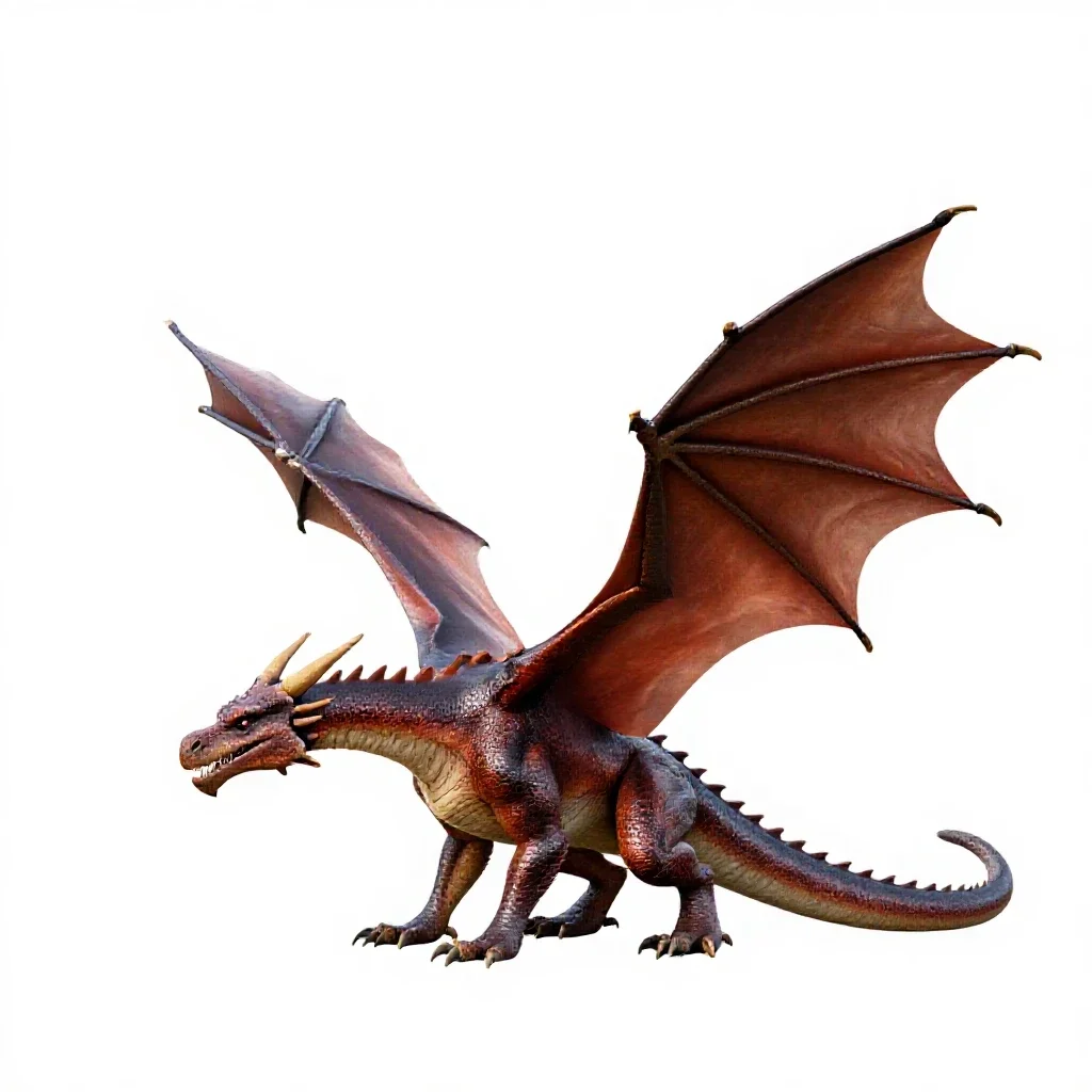Dragon with folded wings isolated on a white background