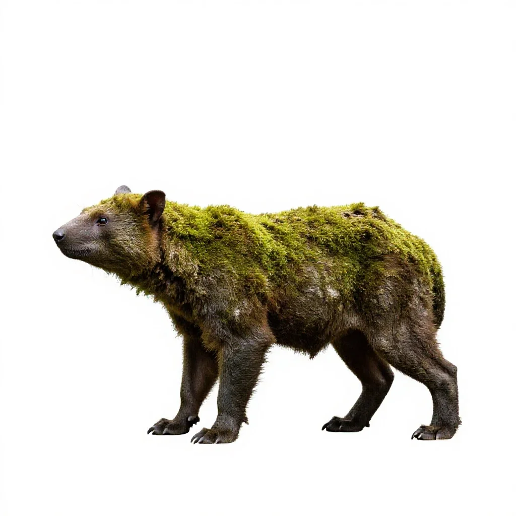 Forest spirit of moss and bark isolated on a white background