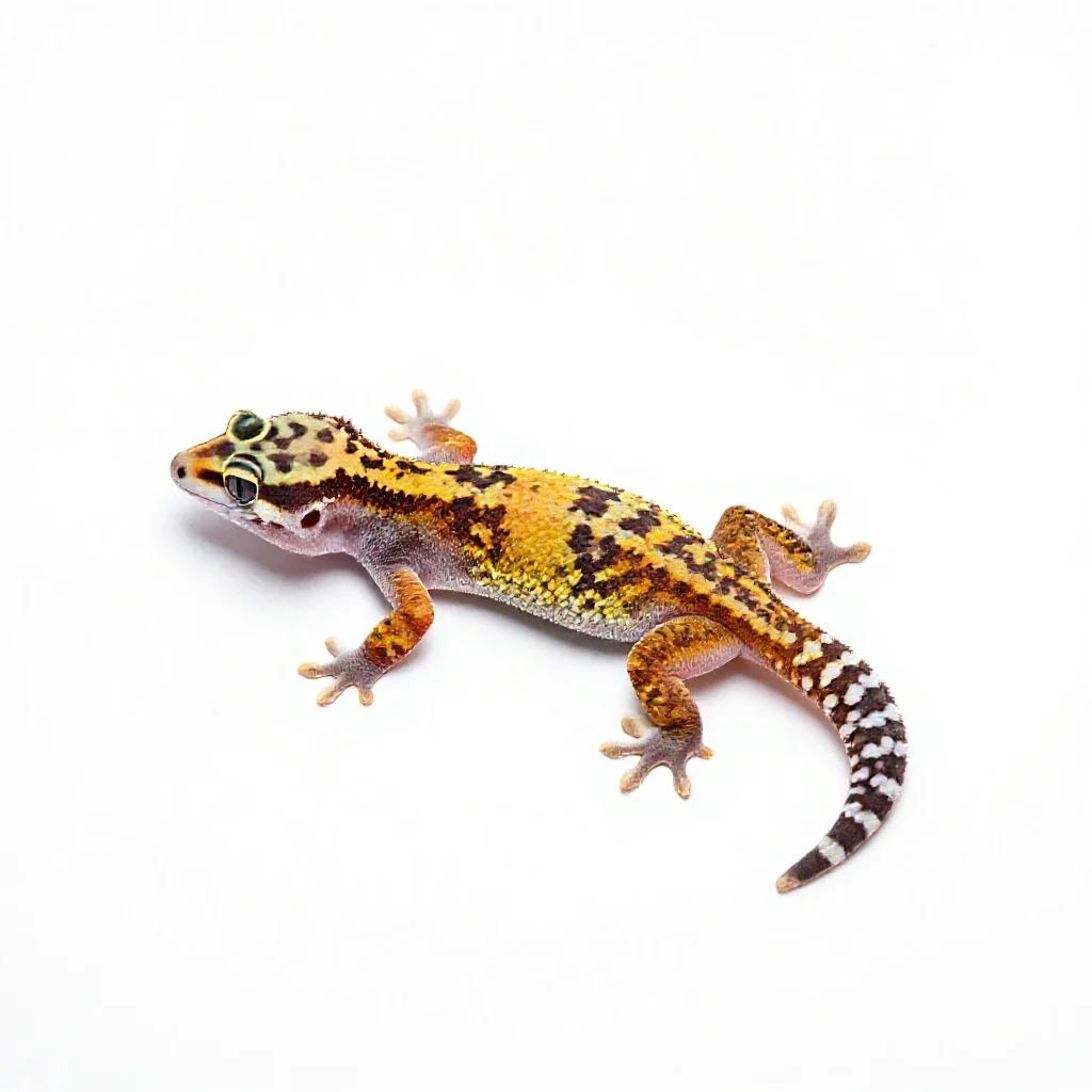 Gecko on glass isolated on a white background