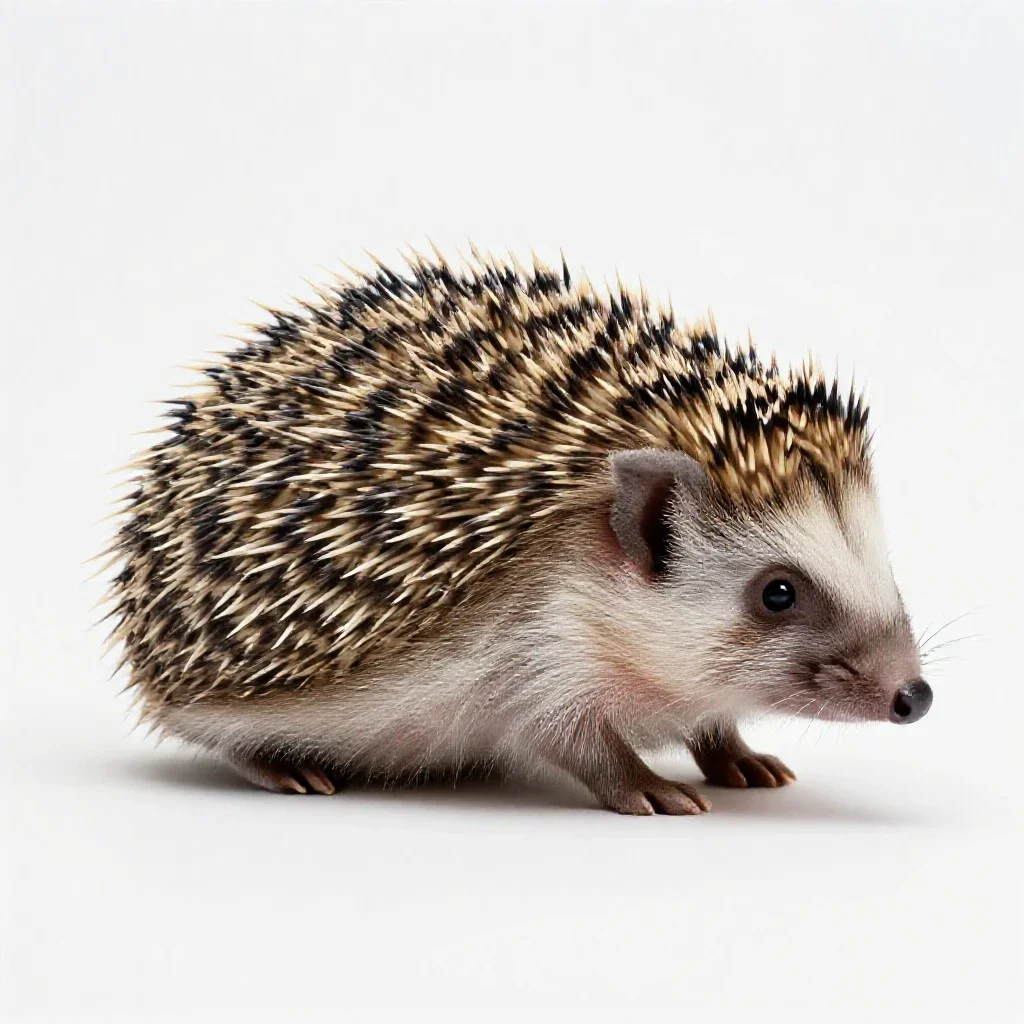 Hedgehog curled up isolated on a white background