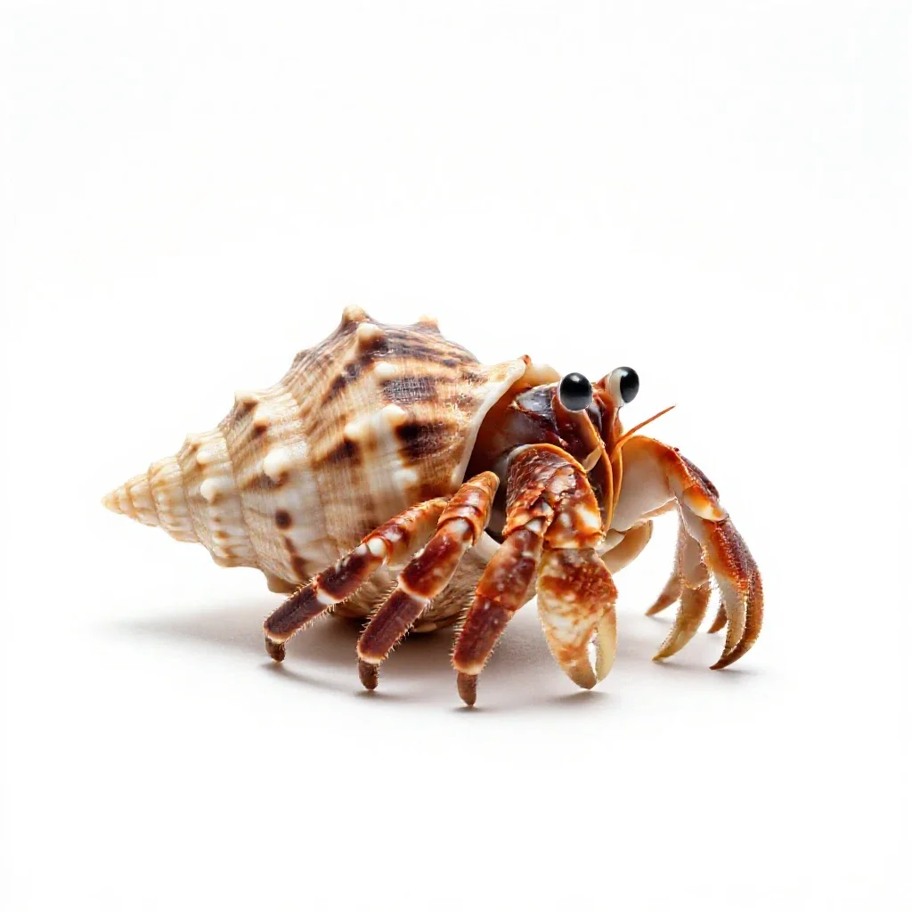 Hermit crab in a shell isolated on a white background