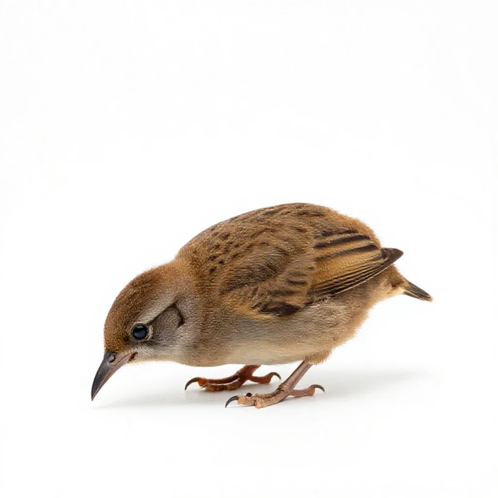Kiwi bird foraging isolated on a white background