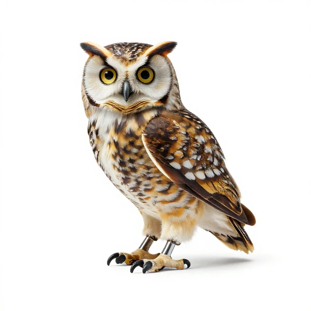 Mechanical owl automaton isolated on a white background