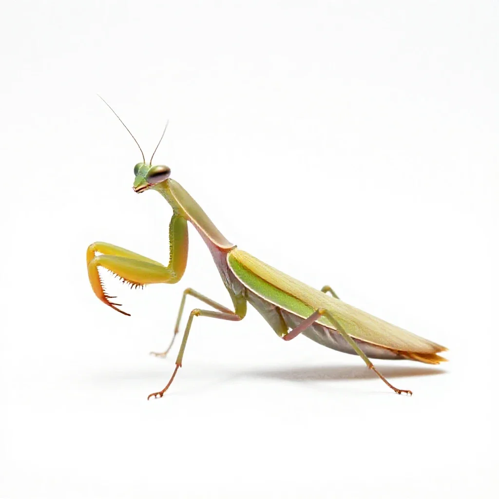 Praying mantis isolated on a white background